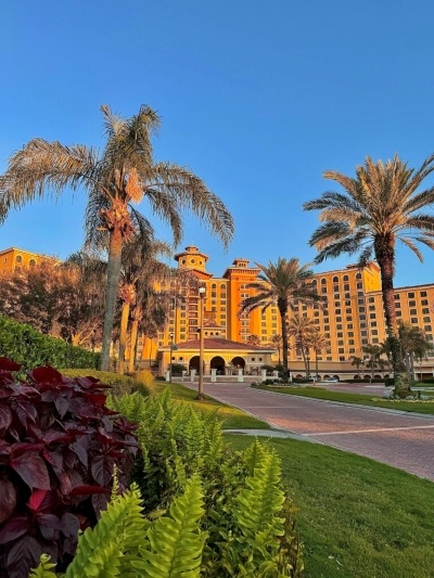 A view of Rosen Shingle Creek at sunset. 